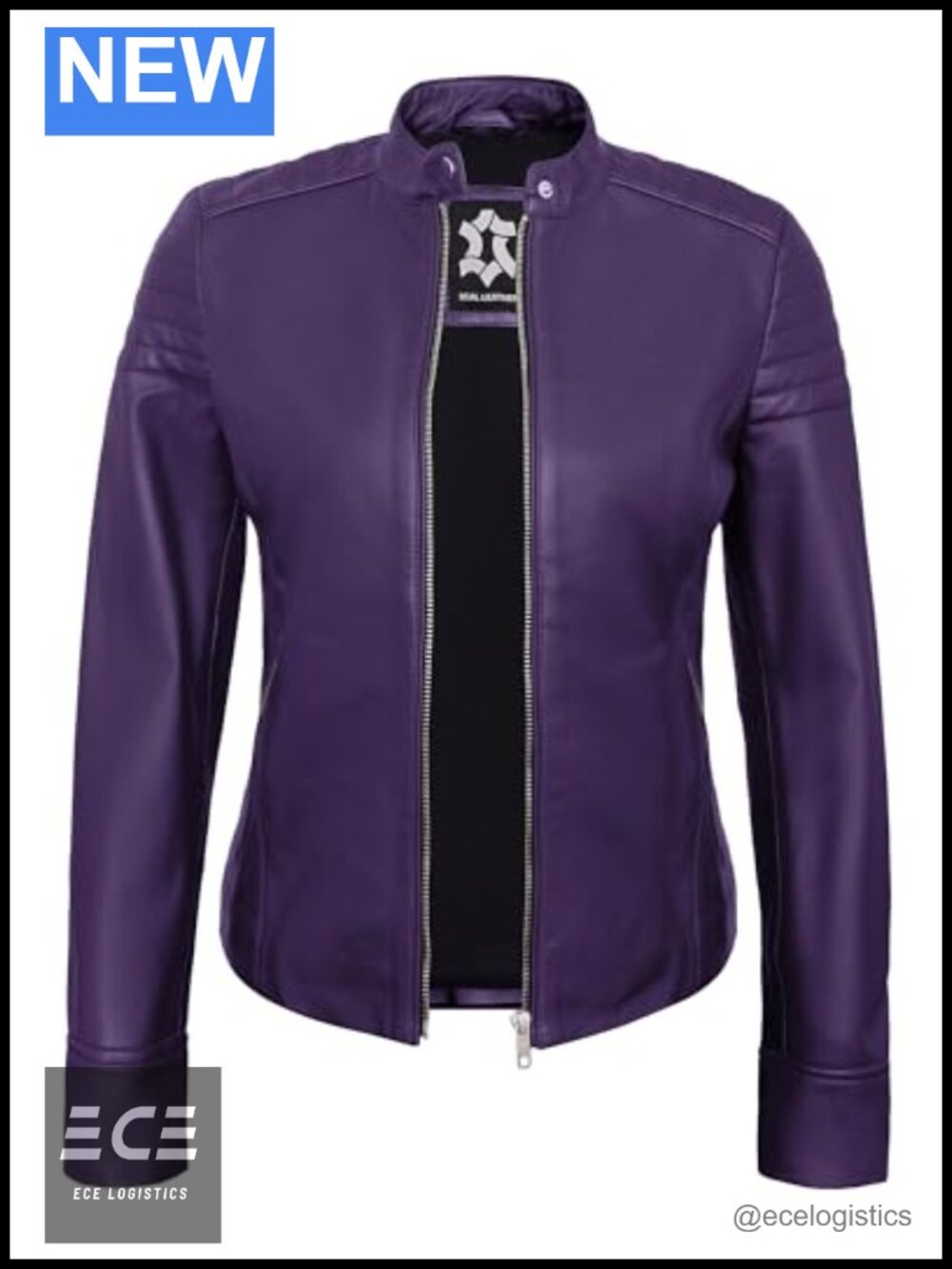 Lambskin Leather Jacket Womens Cafe Racer Moto Zip Coat